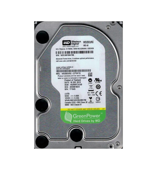 WD20EURX - Western Digital AV GP 2TB 5400RPM SATA 6Gb/s 64MB Cache 3.5-inch Hard Drive