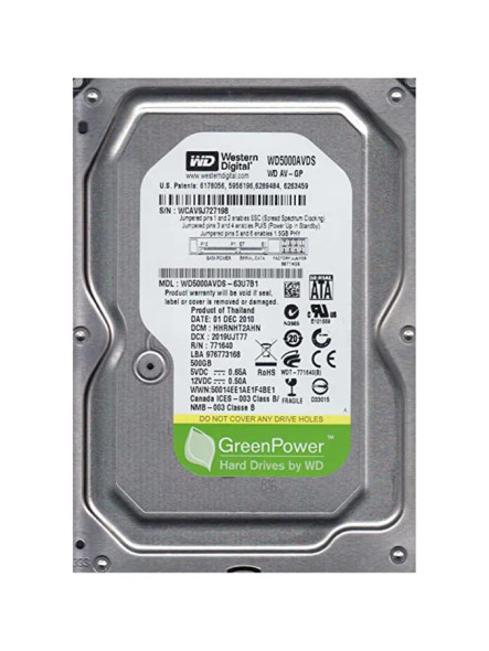 WD5000AVDS - Western Digital AV GP 500GB 5400RPM SATA 3Gb/s 32MB Cache 3.5-inch Hard Drive