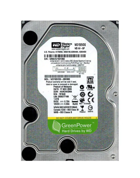 WD15EVDS-68V9B0 - Western Digital AV-GP 1.5TB 5400RPM SATA 3Gb/s 32MB Cache 3.5-inch Hard Drive