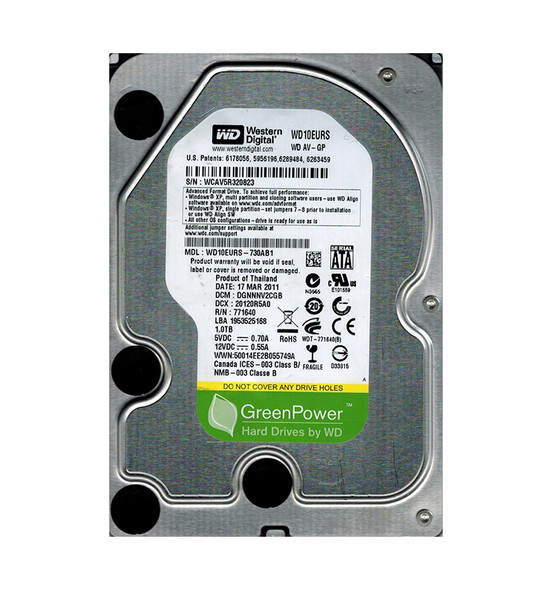 WD10EURS-730AB1 - Western Digital AV-GP 1TB 5400RPM SATA 3Gb/s 64MB Cache 3.5-inch Hard Drive