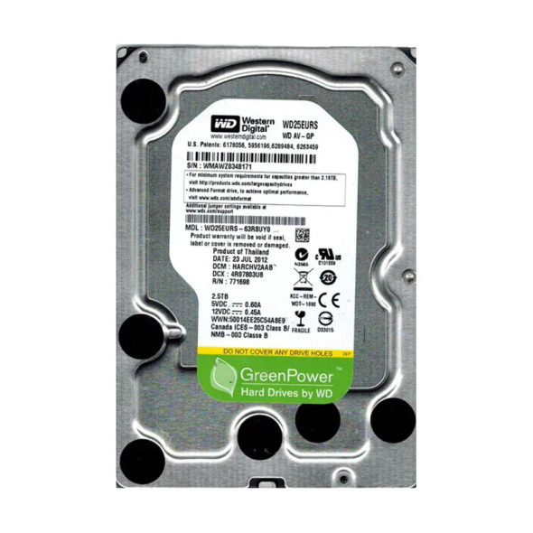 WD25EURS-63R8UY0 - Western Digital AV-GP 2.5TB 5400RPM SATA 3Gb/s 64MB Cache 2.5-inch Hard Drive