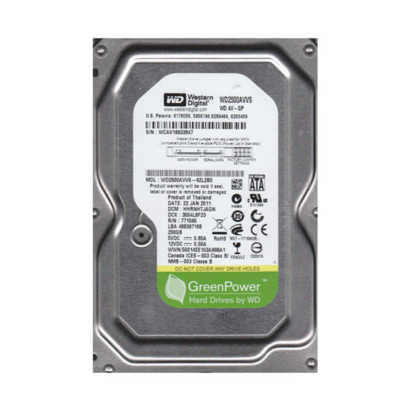 WD2500AVVS-62L2B0 - Western Digital AV-GP 250GB 7200RPM SATA 3Gb/s 8MB Cache 3.5-inch Hard Drive