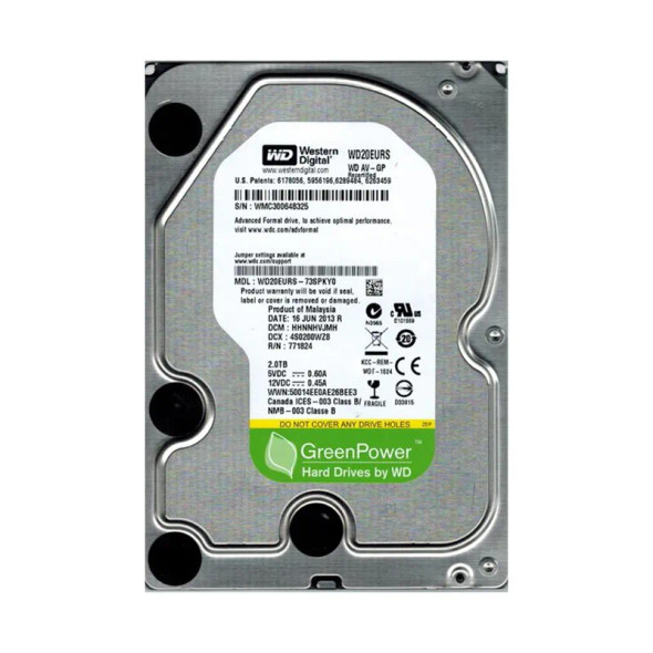 WD20EURS-73SPKY0 - Western Digital AV-GP 2TB 7200RPM SATA 3Gb/s 64MB Cache (512) 3.5-inch Hard Drive