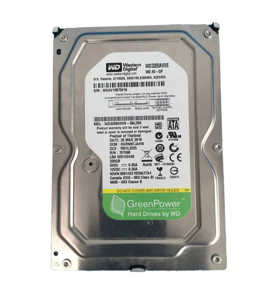 WD3200AVVS-98L2B0 - Western Digital AV-GP 320GB 5400RPM SATA 3Gb/s 8MB Cache (CE) 3.5-inch Hard Drive