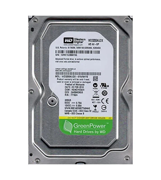 WD3200AUDX-61WNHY0 - Western Digital AV-GP 320GB 5400RPM SATA 6Gb/s 32MB Cache 3.5-inch Hard Drive