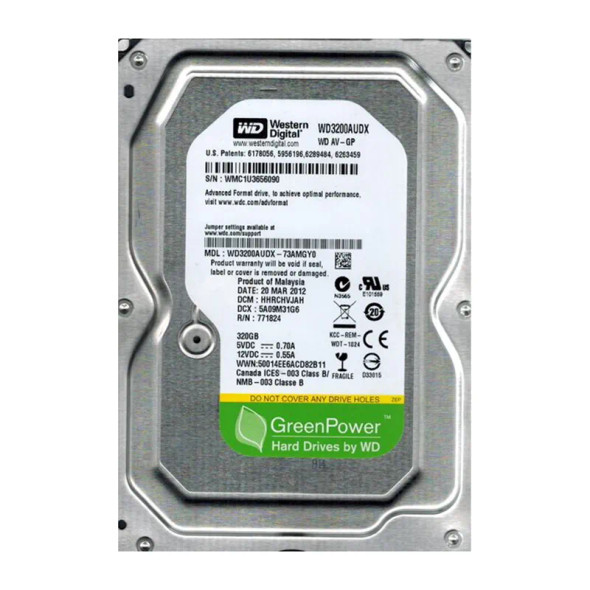 WD3200AUDX-73AMGY0 - Western Digital AV-GP 320GB 5400RPM SATA 6Gb/s 32MB Cache 3.5-inch Hard Drive