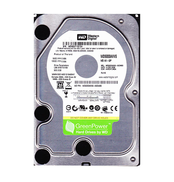 WD5000AVVS-63ZWB0 - Western Digital AV-GP 500GB 7200RPM SATA 3Gb/s 8MB Cache 3.5-inch Hard Drive