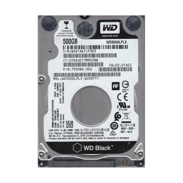WD5000LPLX-60ZNTT1 - Western Digital Black 500GB 7200RPM SATA 6Gb/s 32MB Cache 2.5-inch Hard Drive
