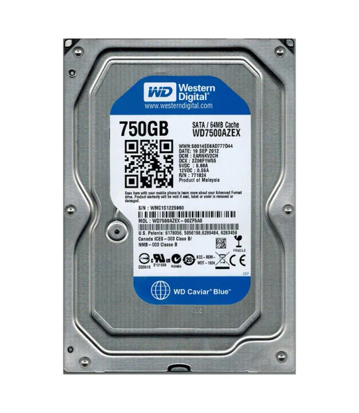 WD7500AZEX-00ZF5A0 - Western Digital Blue 750GB 7200RPM SATA 6Gb/s 64MB Cache (RoHS) 3.5-inch Hard Drive