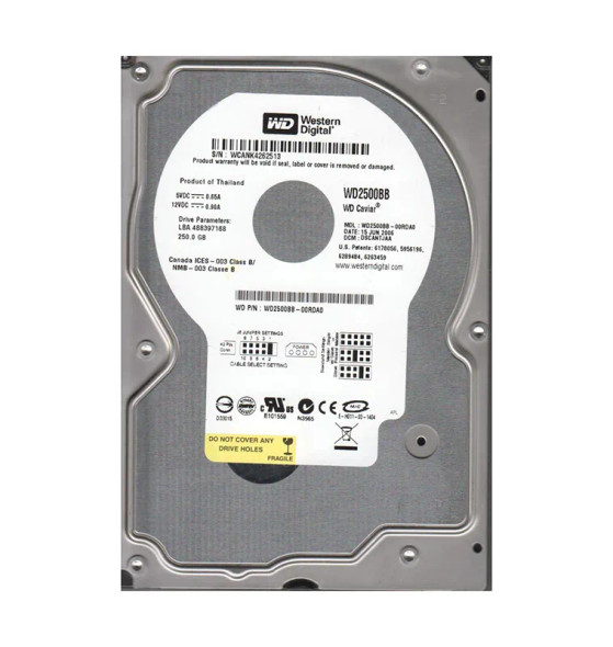 WD2500BB-00RDA0 - Western Digital Caviar 250GB EIDE 7200RPM 2MB Cache 3.5-inch Hard Drive