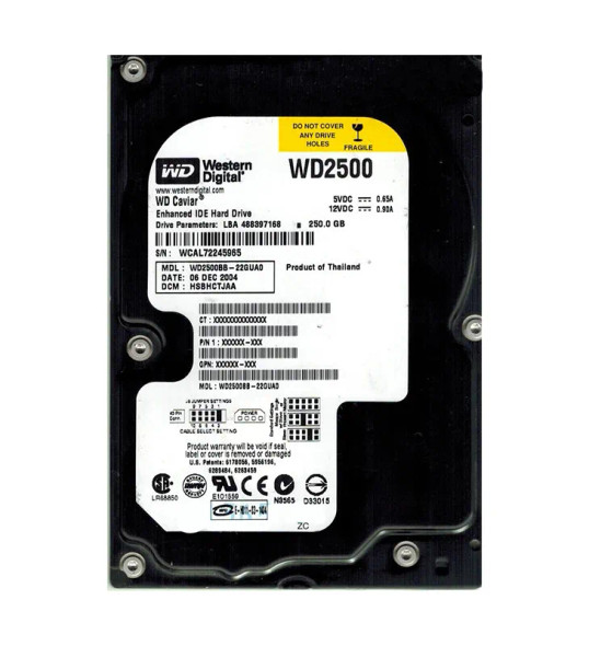 WD2500BB-22GUA0 - Western Digital Caviar 250GB EIDE 7200RPM 2MB Cache 3.5-inch Hard Drive