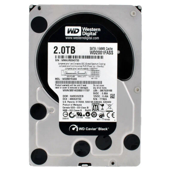 WD2001FASS - Western Digital Caviar Black 2TB 7200RPM SATA 3Gb/s 64MB Cache 3.5-inch Hard Drive
