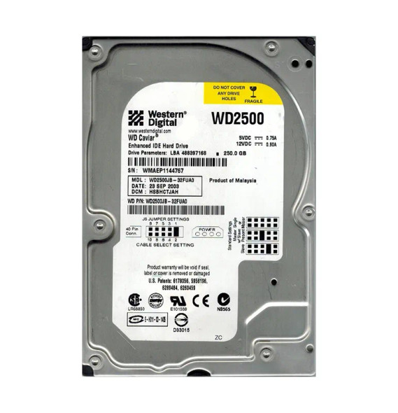WD2500JB-32FUA0 - Western Digital Caviar Blue 250GB 7200RPM EIDE 8MB Cache (512) 3.5-inch Hard Drive
