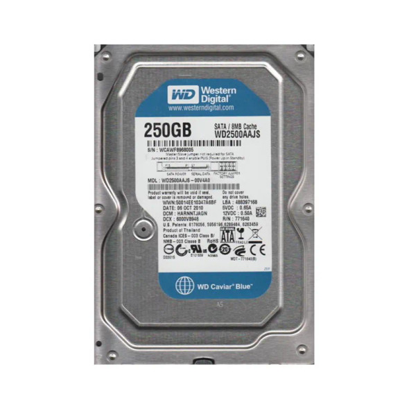 WD2500AAJS-00V4A0 - Western Digital Caviar Blue 250GB 7200RPM SATA 3Gb/s 8MB Cache 3.5-inch Hard Drive