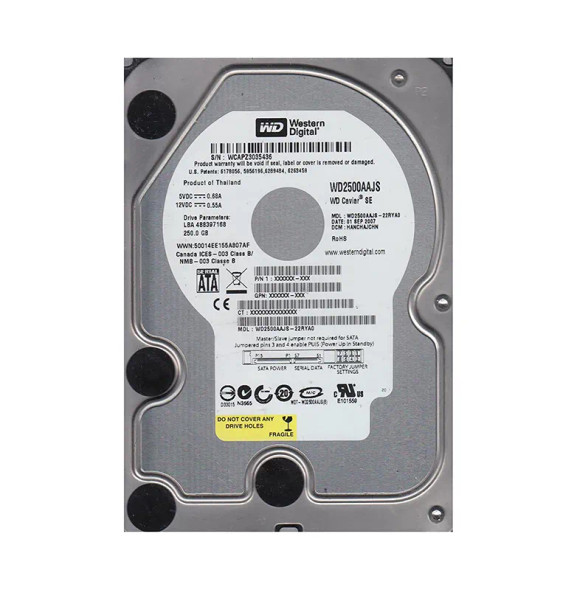 WD2500AAJS-22RYA0 - Western Digital Caviar Blue 250GB 7200RPM SATA 3Gb/s 8MB Cache 3.5-inch Hard Drive