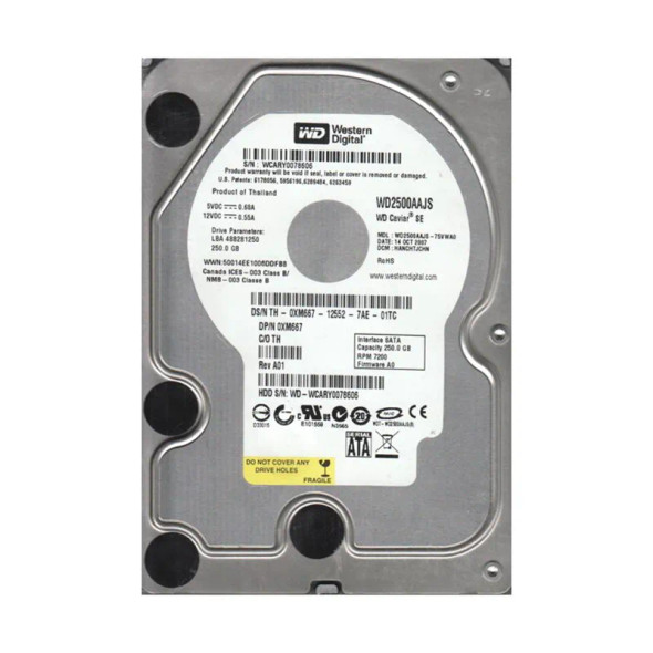 WD2500AAJS-75VWA0 - Western Digital Caviar Blue 250GB 7200RPM SATA 3Gb/s 8MB Cache 3.5-inch Hard Drive