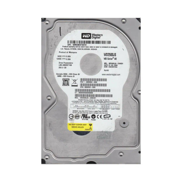 WD2500JS-22NCB1 - Western Digital Caviar Blue 250GB 7200RPM SATA 3Gb/s 8MB Cache 3.5-inch Hard Drive