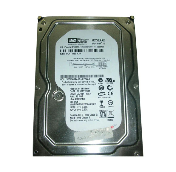 WD2500AAJS-07B4A0 - Western Digital Caviar Blue 250GB 7200RPM SATA 3Gb/s 8MB Cache 3.5-inch Hard Drive