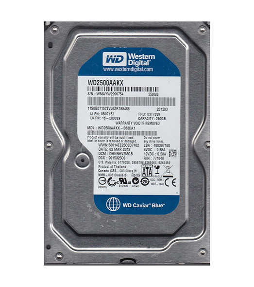 WD2500AAKX-083CA1 - Western Digital Caviar Blue 250GB 7200RPM SATA 6Gb/s 16MB Cache 3.5-inch Hard Drive