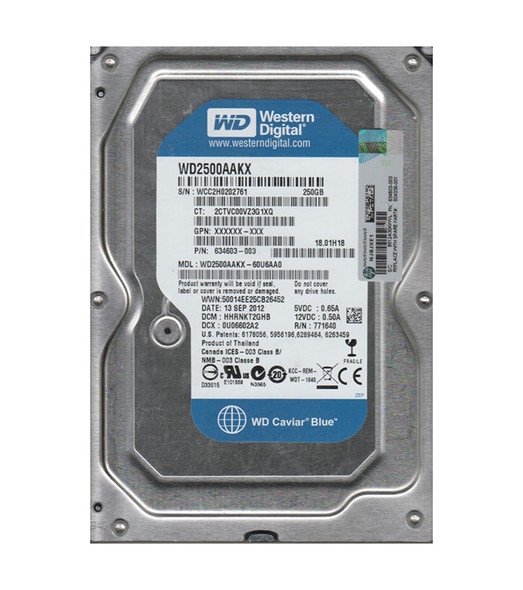 WD2500AAKX-60U6AA0 - Western Digital Caviar Blue 250GB 7200RPM SATA 6Gb/s 16MB Cache 3.5-inch Hard Drive