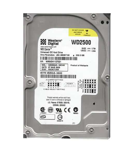 WD2500JB-34EVA0 - Western Digital Caviar Blue 250GB EIDE 7200RPM 8MB Cache 3.5-inch Hard Drive