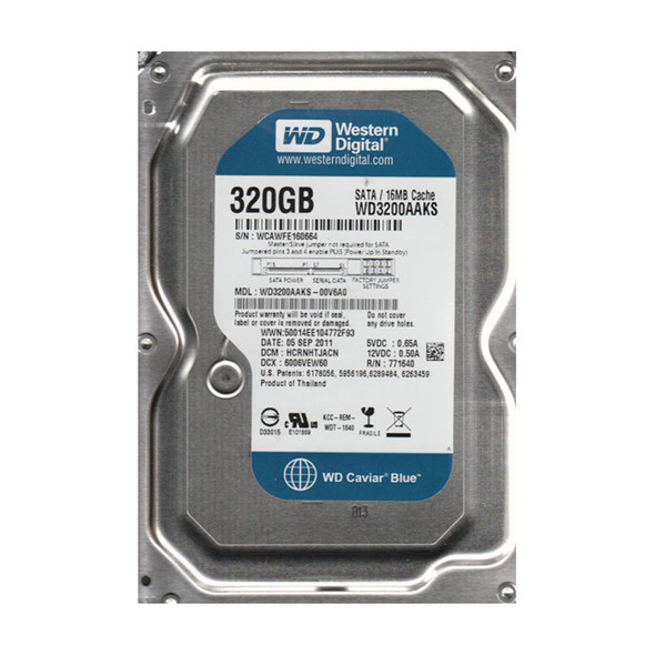 WD3200AAKS-00V6A0 - Western Digital Caviar Blue 320GB 7200RPM SATA 3Gb/s 16MB Cache 3.5-inch Hard Drive