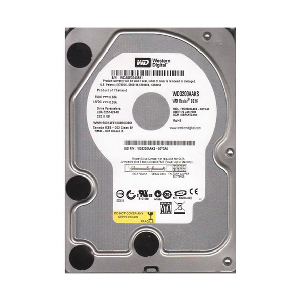 WD3200AAKS-00YGA0 - Western Digital Caviar Blue 320GB 7200RPM SATA 3Gb/s 16MB Cache 3.5-inch Hard Drive