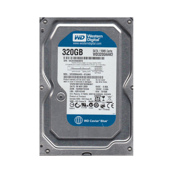 WD3200AAKS-61L9A0 - Western Digital Caviar Blue 320GB 7200RPM SATA 3Gb/s 16MB Cache 3.5-inch Hard Drive