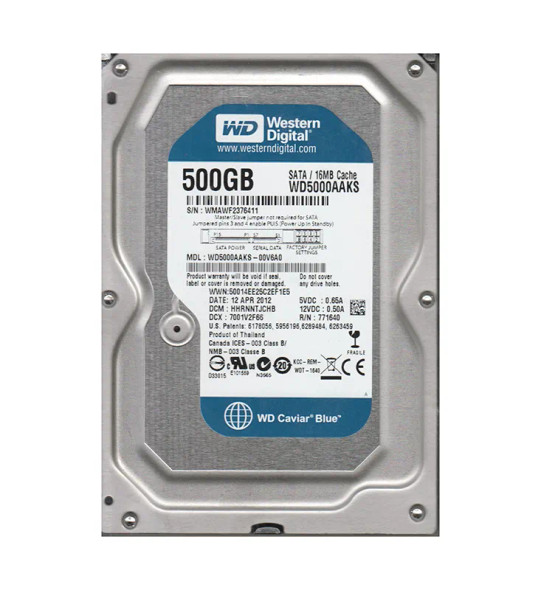 WD5000AAKS-00V6A0 - Western Digital Caviar Blue 500GB 7200RPM SATA 3Gb/s 16MB Cache 3.5-inch Hard Drive