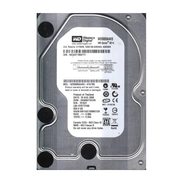 WD5000AAKS-07A7B0 - Western Digital Caviar Blue 500GB 7200RPM SATA 3Gb/s 16MB Cache 3.5-inch Hard Drive