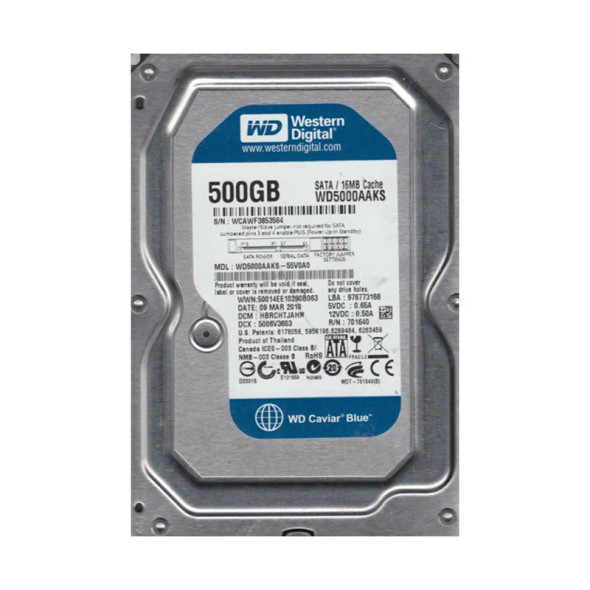 WD5000AAKS-55V0A0 - Western Digital Caviar Blue 500GB 7200RPM SATA 3Gb/s 16MB Cache 3.5-inch Hard Drive