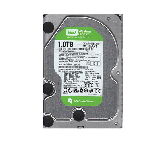 WD10EARS-22Y5B1 - Western Digital Caviar Green 1TB 5400RPM SATA 3Gb/s 64MB Cache 3.5-inch Hard Drive