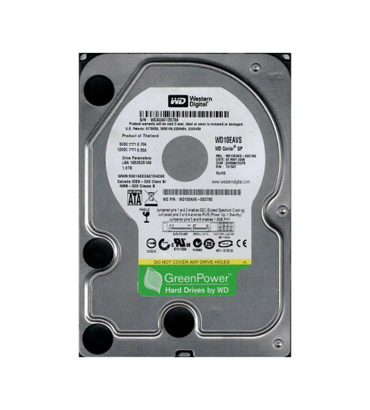 WD10EAVS-00D7B0 - Western Digital Caviar Green 1TB 7200RPM SATA 3Gb/s 8MB Cache (RoHS) 3.5-inch Hard Drive