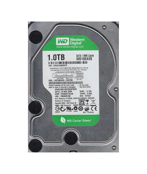 WD10EAVS-22D7B0 - Western Digital Caviar Green 1TB 7200RPM SATA 3Gb/s 8MB Cache 3.5-inch Hard Drive