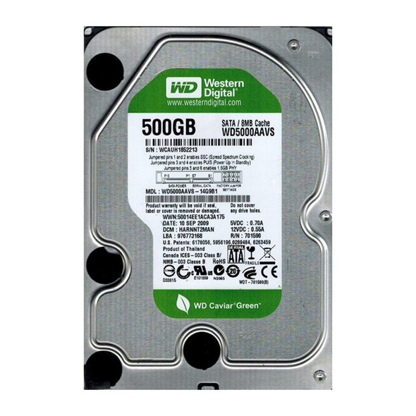 WD5000AAVS-14G9B1 - Western Digital Caviar Green 500GB 7200RPM SATA 3Gb/s 8MB Cache 3.5-inch Hard Drive