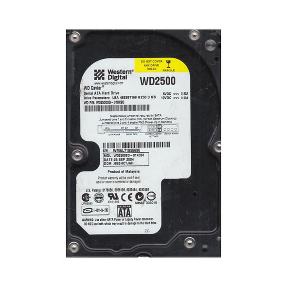 WD2500SD-01KCB0 - Western Digital Caviar RE 250GB 7200RPM SATA 1.5Gb/s 8MB Cache 3.5-inch Hard Drive