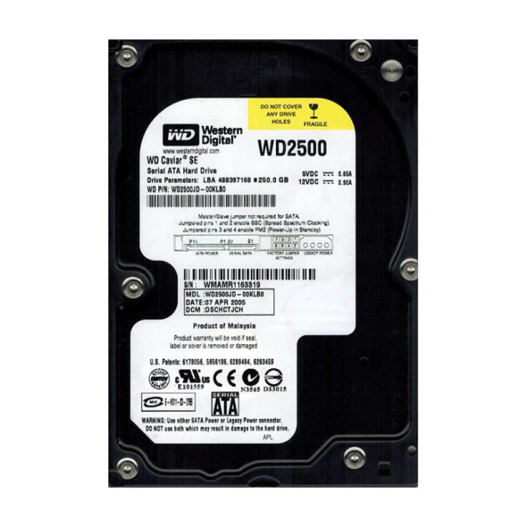 WD2500JD-00KLB0 - Western Digital Caviar SE 250GB 7200RPM SATA 1.5Gb/s 8MB Cache (512) 3.5-inch Hard Drive