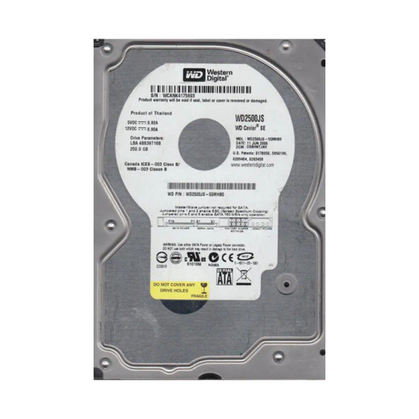 WD2500JS-55MHB0 - Western Digital Caviar SE 250GB 7200RPM SATA 3Gb/s 8MB Cache 3.5-inch Hard Drive