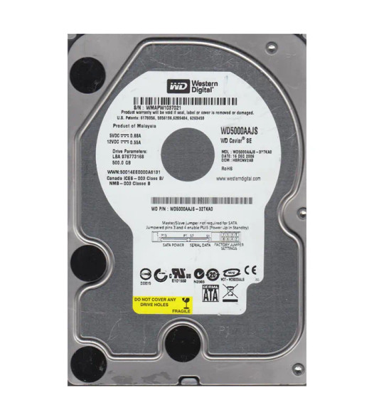 WD5000AAJS-32TKA0 - Western Digital Caviar SE 500GB 7200RPM SATA 3Gb/s 8MB Cache 3.5-inch Hard Drive