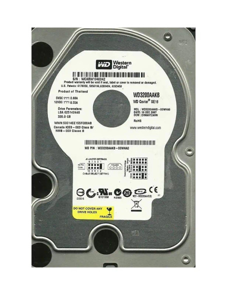 WD3200AAKB-00WHA0 - Western Digital Caviar SE16 320GB 7200RPM IDE Ultra ATA/100 (ATA-6) 16MB Cache (CE) 3.5-inch Hard Drive
