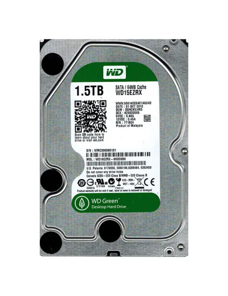 WD15EZRX-00DC0B0 - Western Digital Green 1.5TB 5400RPM SATA 6Gb/s 64MB Cache 3.5-inch Hard Drive
