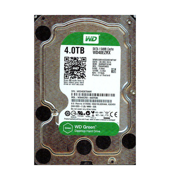 WD40EZRX-00SPEB0 - Western Digital Green 4TB 5400RPM SATA 6Gb/s 64MB Cache 3.5-inch Hard Drive