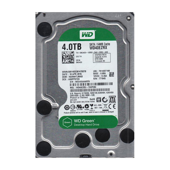 WD40EZRX-75SPEB0 - Western Digital Green 4TB 5400RPM SATA 6Gb/s 64MB Cache 3.5-inch Hard Drive