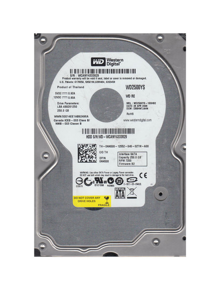 WD2500YS-18SHB2 - Western Digital RE 250GB 7200RPM SATA 3Gb/s 16MB Cache (512) 3.5-inch Hard Drive