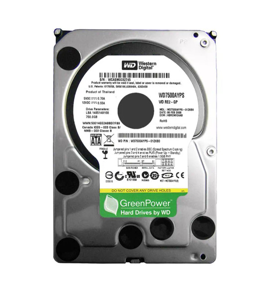 WD7500AYPS-01ZKB0 - Western Digital RE2-GP 750GB 7200RPM SATA 3Gb/s 16MB Cache 3.5-inch Hard Drive