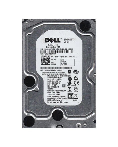 WD1002FBYS-18W8B1 - Western Digital RE3 1TB 7200RPM SATA 3Gb/s 32MB Cache (RoHS) 3.5-inch Hard Drive