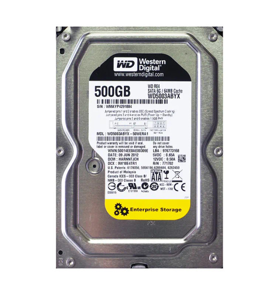 WD5003ABYX-50WERA1 - Western Digital RE4 500GB 7200RPM SATA 3Gb/s 64MB Cache 3.5-inch Hard Drive