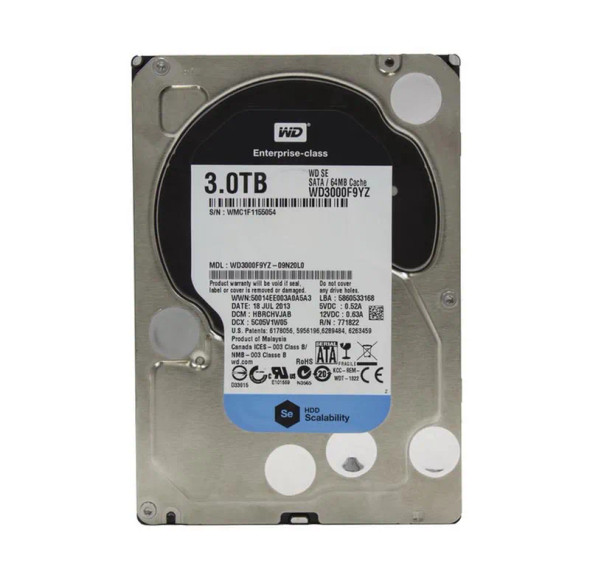 WD3000F9YZ - Western Digital Se 3TB 7200RPM SATA 6Gb/s 64MB Cache 3.5-inch Hard Drive