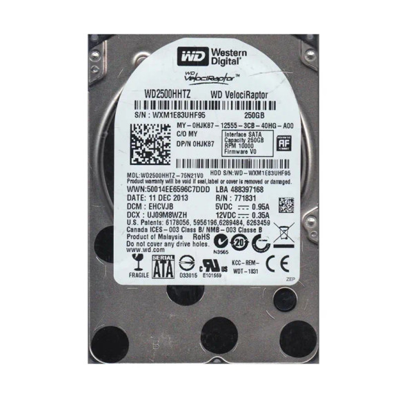WD2500HHTZ-75N21V0 - Western Digital VelociRaptor 250GB SATA 6Gb/s 10000RPM 64MB Cache 3.5-inch Hard Drive