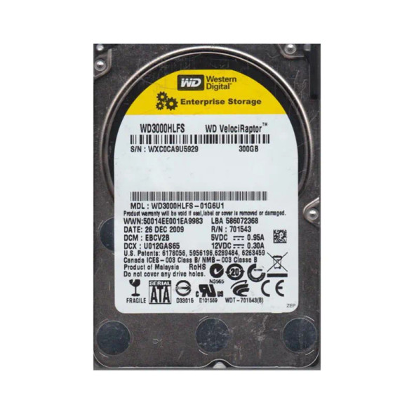 WD3000HLFS-01G6U1 - Western Digital VelociRaptor 300GB 10000RPM SATA 3Gb/s 16MB Cache 3.5-inch Hard Drive